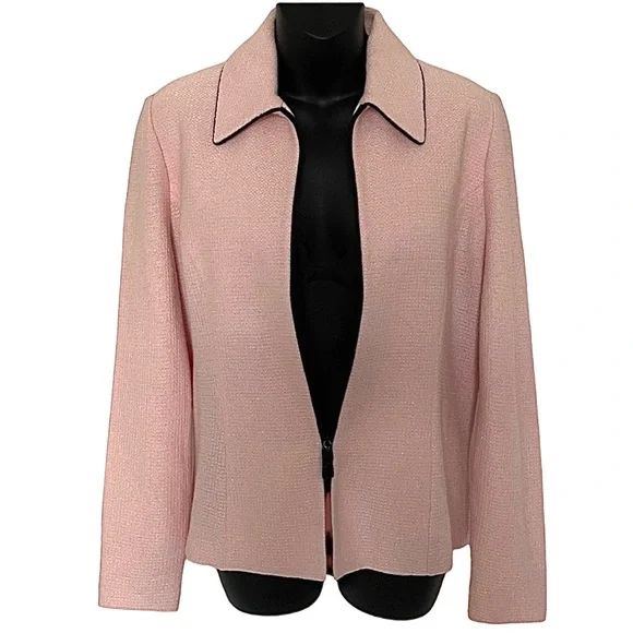 Two-Piece St. John Suit - Pale Pink and Black Jacket PLUS Black Skirt - Size 4 - Picture 3 of 16